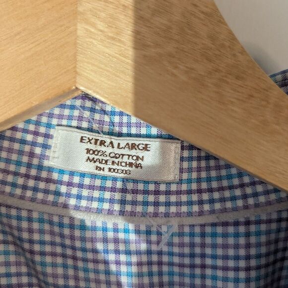 Peter Millar Blue Checkered Casual Button Down Shirt Men's Size XL - Picture 5 of 5